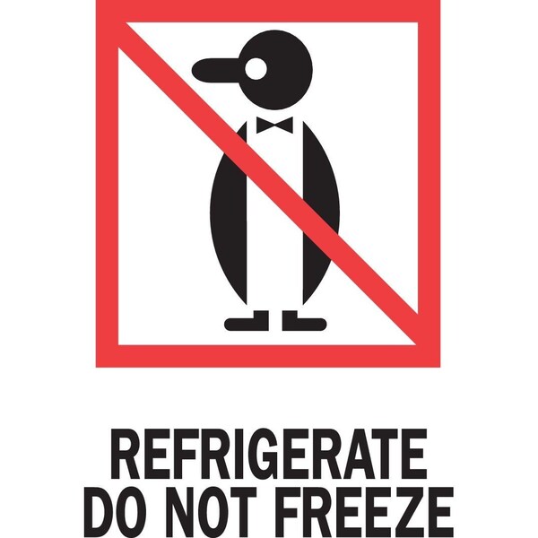 Decker Tape Products Label, DL4010, REFRIGERATE DO NOT FREEZE, 4" X 6